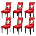 Fafua Christmas Chair Covers, Stretch Dining Room Chair Covers Set of 6, Christmas Decoration/Home Decor Chair Protector Slipcovers