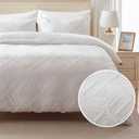 EMME White Boho Duvet Cover Twin, 2 Pieces Tufted Comforter Cover Set, Boho Embroidery Bedding Sets for All Seasons, 1 Duvet Cover + 1 Pillowcase (White, Twin)