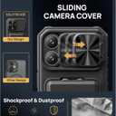 SSLOTSCASE for iPhone 17 Case with Card Holder & Kickstand & Slide Camera Lens Cover & Camera Stand & Wallet, Military-Grade Heavy Duty Hard Rugged Phone Case Cover for iPhone 17 6.3'' 5G 2025, Black