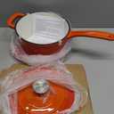 Enameled Cast Iron Sauce Pan, 2 Quarts Round Sauce Pot with Lid, Mini Dutch Oven Enamel Saucepan for Cooking Pasta Sauce, Marinate, Cook, Refrigerate and Serve, Flame Orange