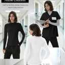 4 Pack Women's Long Sleeve Underscrub Shirt Mock Neck Slim Fit Tops Lightweight Thermal Base Layer Scrubs Undershirts (M)