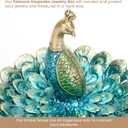 Bits and Pieces Peacock Jewelry Box for Women Small Keepsake Box with Peacock Figurine Lid - Decorative Boxes for Home Decor