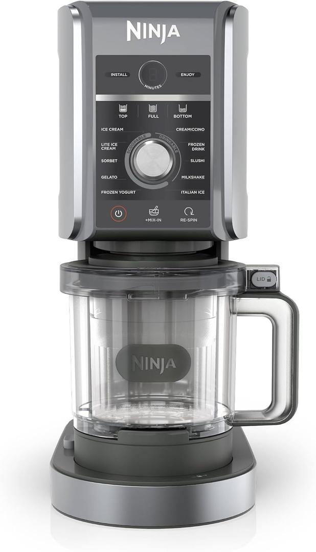 Ninja NC501 CREAMi Deluxe 11-in-1 Ice Cream & Frozen Treat Maker with 2 XL Family Size Pint Containers, Silver