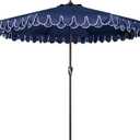 9Ft Elegant Valance Patio Umbrella, Outdoor Umbrellas for Patio with Auto-Tilt and Crank System, Table Umbrella for Outdoors, Poolside, Beach, Backyard, Navy Blue 