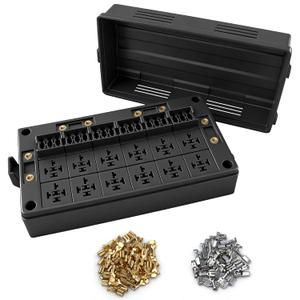 12V 18 Way Fuse Relay Box, 12 Slots Relays Holder 18 Slots ATC/ATO Fuses Holder, 4Pin 5Pin Universal Fuse and Relay Box Block, for Cars Truck Jeep ATVs RVs Pickups