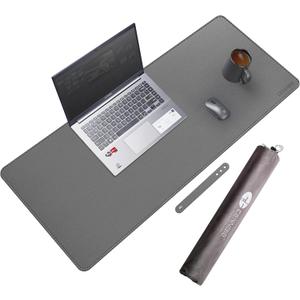 CENNBIE 35.5" x 16" Leather Desk Mat, Non-Slip Waterproof Extra Wide Desk Pad Protector, Computer Mouse Pad for Office Home (Grey)