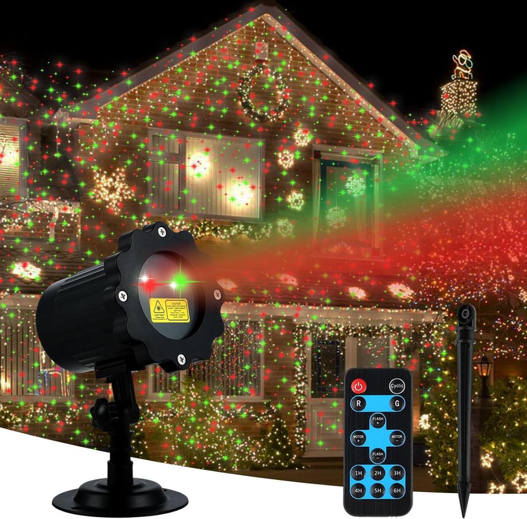 Christmas Projector Lights Outdoor, Red. Ideal for Christmas Lights Outdoor Decorations, Holiday Parties, House, Garden, Patio, Festive Outdoor Decoration