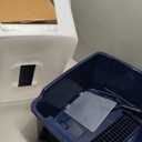 Large Covered Cat Litter Box with Front Door Flap | Enclosed Design & Handle Blue/White, Kitty Litter Box for indoor cats
