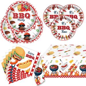 BBQ Party Tableware Barbecue Picnic Gathering Supplies Set For Home Birthday Party Baby Shower Carnival Summer Barbecue Picnic Camping Activities