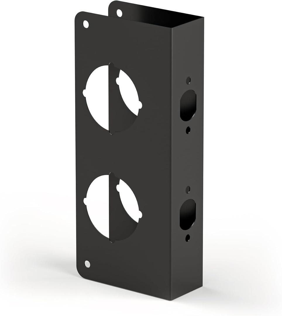 Door Knob Reinforcement Plate, Matte Black, Fits 1-3/4" Doors, 2-3/8" Backset, Door Lock and Door Knob Cover Plate, Deadbolt Cover Plate, Reinforce and Repair Wood or Metal Doors