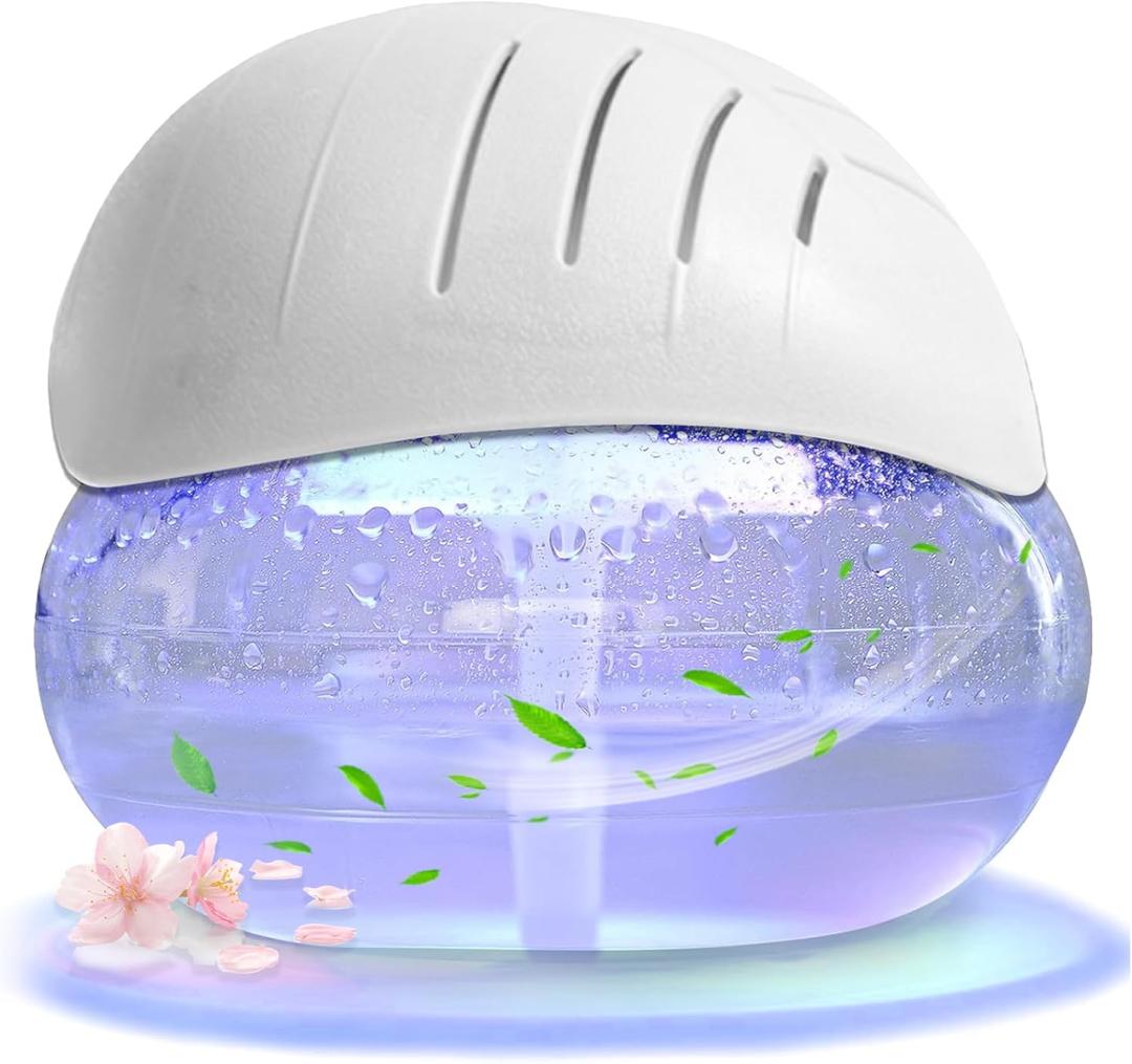 Air Freshener (White) - for Home, Bedroom and Office - Essential Oil Aroma Diffuser with LED Coloured Night Light with Soothing Water Flow Sound - Water Filtered air Purifier for Pets and Smokers