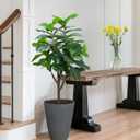 Yepdin Artificial Fiddle Leaf Fig Tree, 4 FT Tall Fake Ficus Lyrata with Pot, Faux Silk Plants Indoor, Realistic Artificial Plants Decor for Home Office Living Room Decor Indoor Outdoor