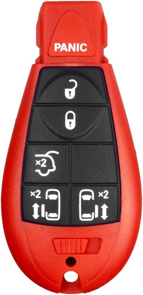 1 New Red Keyless Entry 6 Buttons Remote Start Car Key Fob Fobik M3N5WY783X, IYZ-C01C for Town Country Volkswagen Routan Dodge Grand Caravan
