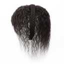 viviaBella Women 10" Twist Braid Headband Straight Hairpieces Human Hair Clip In Topper Hair Extensions With Bangs Natural Black (Curly Natural Black)