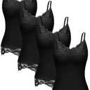 Fourluoo Women's Long Lace Tank Tops lace Camisole Patchwork Tops for Women XXL 3PACK