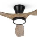 TALOYA 52 inch Ceiling Fans with Lights Remote Control, Modern Low Profile Ceiling Fan with Quiet Reversible DC Motor for Bedroom Living Room and Patio Black Walnut Finish (Black Walnut Wood Grain)