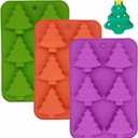 3 Pack Christmas Tree Silicone Molds,6 Cavity Candy Baking Trays for Holiday Cakes,Candies,Gummy,Chocolates,Jelly,Soap,Ice Cube,Cookies 
