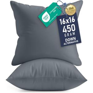 Utopia Bedding 16x16 Pillow Inserts, Set of 2, Grey – Indoor Decorative Throw Pillows for Bed, Sofa & Couch – Soft, Supportive & Fluffy Cushion Inserts