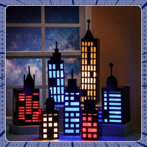 15 Pcs Hero Party Favor Boxes Skyscraper 3D City Box Skyline Buildings Heroes Candy Goodies Boxes Hero Theme Centerpiece Decorations Birthday Party Supplies(Colorful)