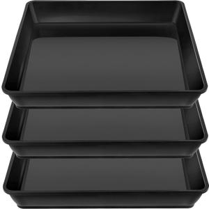 Square Plant Saucer 20 22 Inch 3 Pack, Extra Large Plant Saucer, Deep Plant Trays for Pots, Duty Plastic Plant Water Tray, Planters for Indoors and Outdoors Plants (20 inch Black)