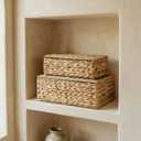 2 x Decorative Storage Boxes with Lids - Set of 2 Beautiful Wicker Organizer Bins for Your Shelves & Home Decor - Safely Store Your Photos, Documents, and Memory Box Keepsakes in a Stylish Rattan Design