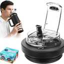 40 oz Tumbler Lid Replacement – 2-in-1 Flip Straw & Sip Cover, Leakproof Spill Proof Dustproof Reusable Lid with Brush, Food-Grade Silicone & ABS, Cup Accessories Fits Most 40oz Travel Tumblers