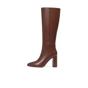 AOSPHIRAYLIAN Knee High Boots Chunky Heel Wide Calf Knee High Boots for Women Pointed Toe with Zipper Block Heel Fashion Dress Womens Shoes 8