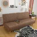 MIFXIN Armless Futon Slipcover Folding Sofa Cover Stretch Elastic Washable Fabric Couch Sofa Bed Furniture Protector Slip Cover for Living Room Kids Pets (Khaki)