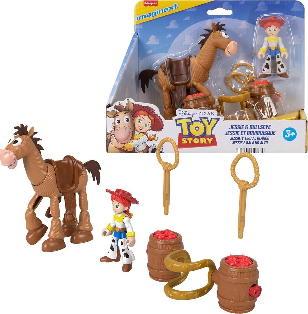 Fisher-Price Imaginext Jessie & Bullseye Play Set, 3-inch Action Figure, Bullseye Horse, Saddle & Lasso Projectiles, Inspired by Disney and Pixar Toy Story