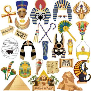 28pcs Welcome to Egypt Photo Booth Props, Ancient Egypt Photo Booth Props, Ancient Egyptian Party Decorations, Egyptian Decor for Ancient Egypt Party Decor