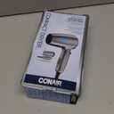 Conair Travel Hair Dryer with Dual Voltage, 1875W Compact Blow Dryer with Folding Handle, Gray