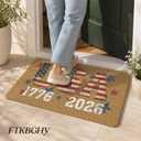 FTKBGHY Patriotic USA Door Mat, Retro Red White and Blue American Flag Star Welcome Mat for Front Door Outdoor Indoor Porch Entrance Entryway, Home Decor, 17x30 Inches