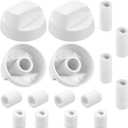 AMI PARTS Universal White Control Knobs with 12 Adapters 4-Pack Universal Knobs for Oven/Stove/Range