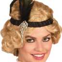 1920s Flapper Headpiece - Roaring 20s Feather Headband - Black