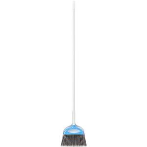 Amazon Basics Dustpan Broom Set with Easy Assembly and Long Handle, Blue and White Pack of 3
