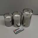 Tyawon Glass Battery Operated LED Flameless Candles with Remote and Timer, Real Wax Candles Warm Color Flickering Light for Festival Wedding Home Party Decor(Pack of 3)-Grey