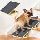 TNELTUEB 2 Pack Dog Ramps for Stairs, Adjustable Stair ramp for Dogs,Portable Dog Stairs with Mat for Small Dogs and Cats, Non-Slip Pet Steps for Elderly or Injured Pets