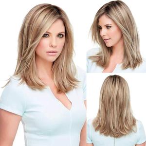 BLONDE UNICORN Blonde Shoulder Length Straight Wig for Women,Synthetic Hair for Natural Daily Use 18IN (Blonde Mixed)