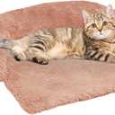 GGIB Calming Dog Bed Fluffy Plush Dog Mat for Furniture Protector with Removable Washable Cover for Large Medium Small Dogs and Cats (XS (31"x23.5"x5"), Pink)