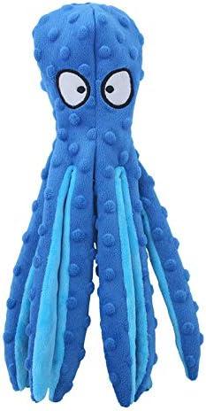 3 x Stuffing Free Octopus Dog Toy for Aggressive Chewers - Durable Squeaky Plush with Long Tentacles, Durable Chew Toys for Small and Large Dogs (Blue)