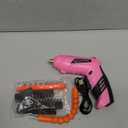 Pink Cordless Electric Screwdriver Set, 3.7V Rechargeable Small Electric Drill with 48pcs Driver Bit Set, Power 3Nm Screw Gun with 2 Position Handle, Flexible Shaft LED Light for Women