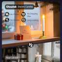 Window Candles with Sensor Dusk to Dawn Electric Corded, 9.6'' Plug-in LED Window Candle Lights with Gold Holder and 6ft Cord, Christmas Candles for Windows Decoration, UL Listed, 4 Pack