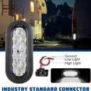 16 Pcs 6 Inch Oval LED Trailer Reverse Lights, 10 LED Backup Tail Lights IP67 Waterproof Submersible Marker Light with 3 Pin Water Tight Plug with Wires for Boat RV Trucks (White)