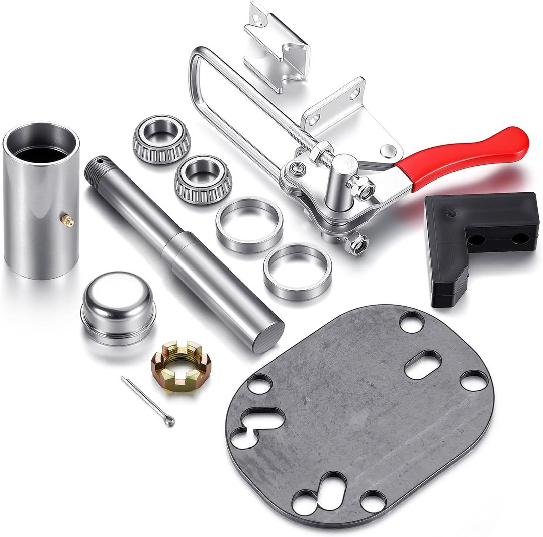 Canchiing Tire Carrier Hinge Kit Include Necessary Latch, Slewing Bearing, Bearing Hub and Seal, Brake Cover, Metal Plate and Poly Urethane Stop Spare Tire Carrier Hing Kit for Installation