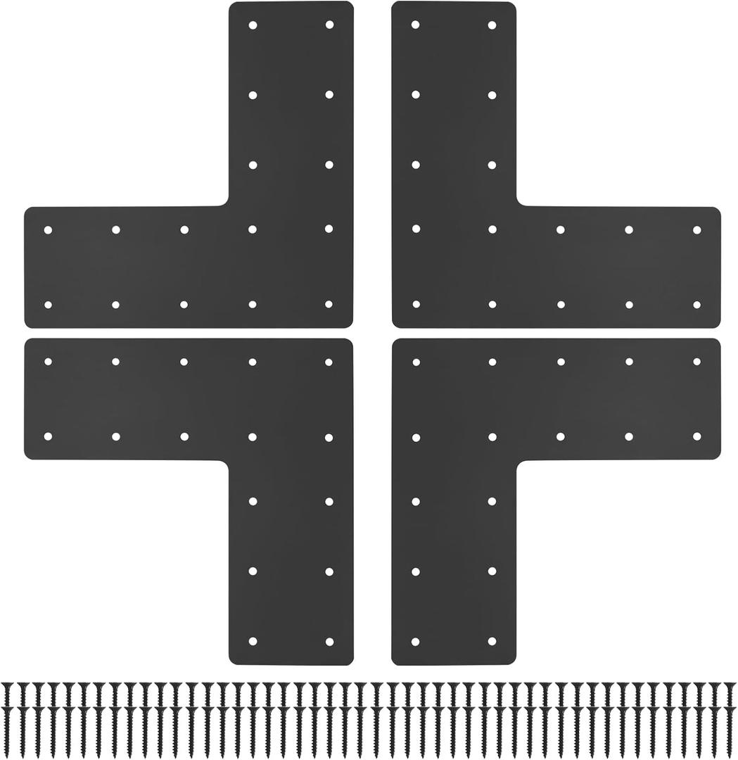 4 Pack 13.2x13.2'' L Post Brackets,L Flat Mending Plate,L Post to Beam Bracket, L Pergola Bracket,L Shape Strap Plate Fit 6x6,6x8 Wood for Repair House,Truss framing,Pergola