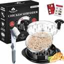 Large 10 Manual Meat Shredder for Chicken Breast & Pork  Twist Chicken Shredder Tool with Transparent Lid, Non-Slip Base, Ergonomic Handles, BPA-Free, Dishwasher Safe, Includes Cleaning Brush
