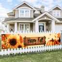 Happy Fall Banner 118 x 20 inchs Autumn Thanksgiving Outdoor Decorations Backdrop Happy Fall Yard Signs Party Supplies Autumn Sunflower Pumpkin Front Porch Hanging Banner