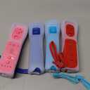 4 Packs Classic Remote Controller Compatible for Wii Wii U Console, Gamepad with Soft Silicone Sleeve and Wrist Strap (Red+Blue+Pink+Dark Blue)