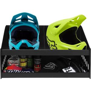 Helmet Tray, Aluminium Double Helmet Placement Rack, Triple Helmet Tray for Shops, Garages, Storerooms - Stores 3 Helmets - Gloves Goggles Jerseys, Sides for Hanging Clothes