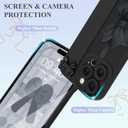 for iPhone 15 Pro Max Case with Wrist Strap Elegant Bow Ribbon Design with Adjustable Wristband Kickstand Shockproof Soft TPU Camera Protection Phone Cover for Women Girls - Black Bow
